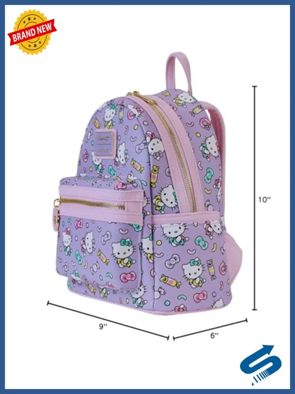 Faux Leather Hello Kitty Sweets Print Double Strap Shoulder Bag